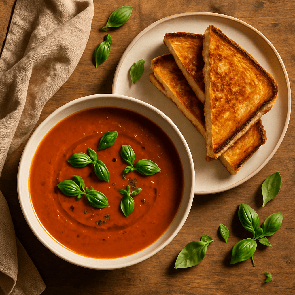 Tomatsuppe med grilled cheese sandwich